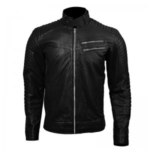 Black Genuine Leather 2 Chest Pockets Jacket / Upper ZM-01